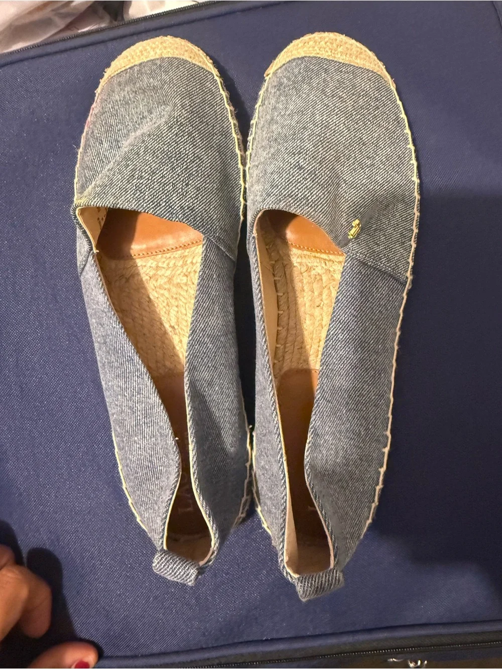 Denim Espadrille Slip-Ons - Blue